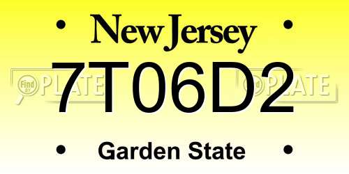 7T06D2 New Jersey License Plate