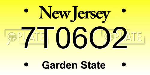 7T06O2 New Jersey License Plate