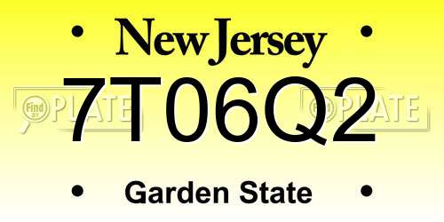 7T06Q2 New Jersey License Plate