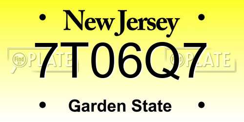 7T06Q7 New Jersey License Plate