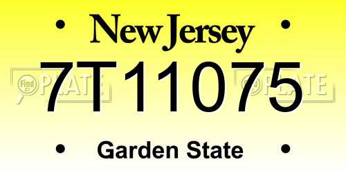 7T11075 New Jersey License Plate