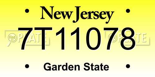 7T11078 New Jersey License Plate