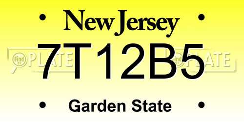 7T12B5 New Jersey License Plate