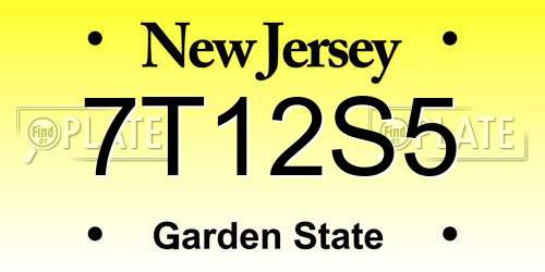 7T12S5 New Jersey License Plate