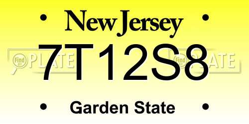 7T12S8 New Jersey License Plate