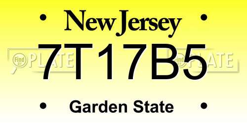 7T17B5 New Jersey License Plate