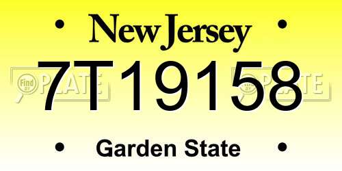 7T19158 New Jersey License Plate