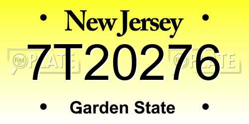 7T20276 New Jersey License Plate