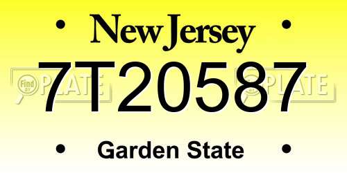 7T20587 New Jersey License Plate