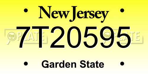 7T20595 New Jersey License Plate