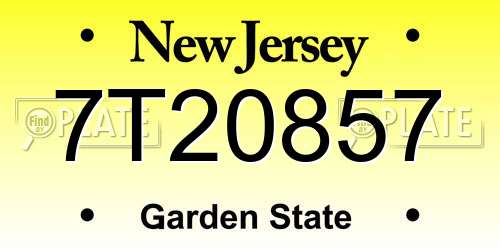 7T20857 New Jersey License Plate