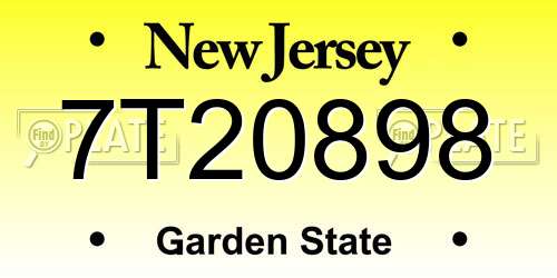 7T20898 New Jersey License Plate