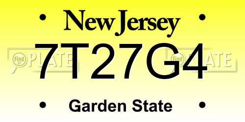 7T27G4 New Jersey License Plate