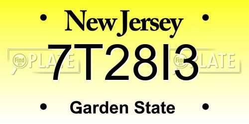 7T28I3 New Jersey License Plate