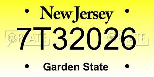 7T32026 New Jersey License Plate