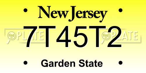 7T45T2 New Jersey License Plate
