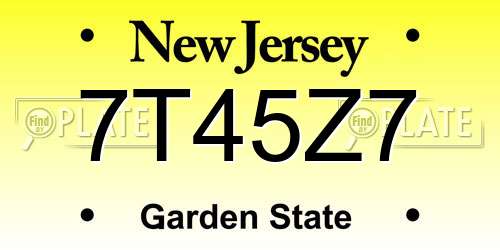 7T45Z7 New Jersey License Plate