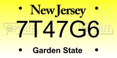 7T47G6 New Jersey License Plate