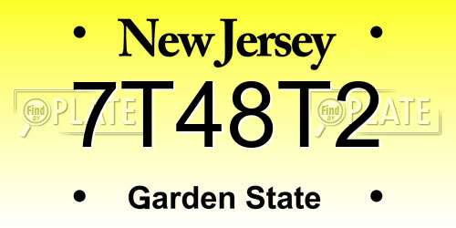 7T48T2 New Jersey License Plate