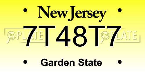 7T48T7 New Jersey License Plate