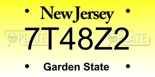 7T48Z2 New Jersey License Plate
