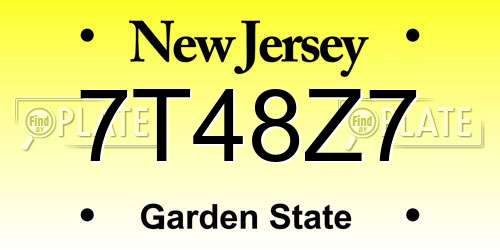7T48Z7 New Jersey License Plate
