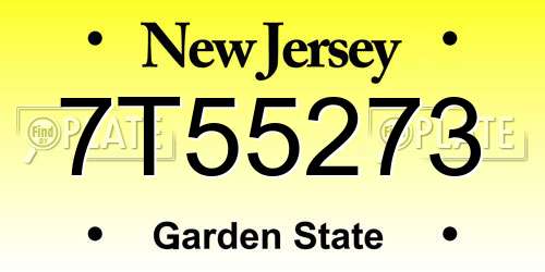 7T55273 New Jersey License Plate