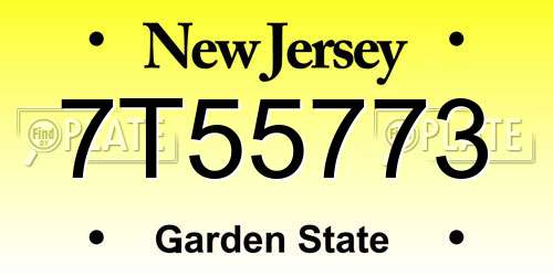 7T55773 New Jersey License Plate