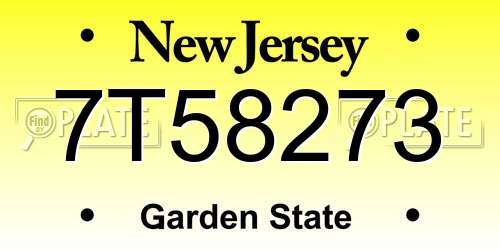 7T58273 New Jersey License Plate