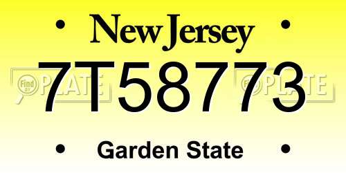 7T58773 New Jersey License Plate