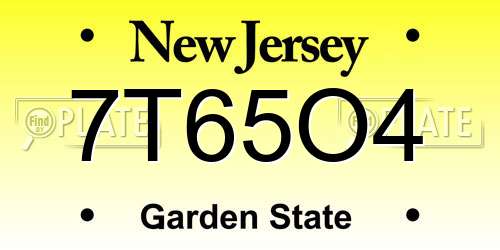 7T65O4 New Jersey License Plate