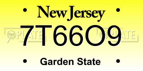 7T66O9 New Jersey License Plate