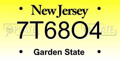 7T68O4 New Jersey License Plate
