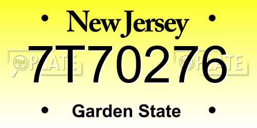 7T70276 New Jersey License Plate