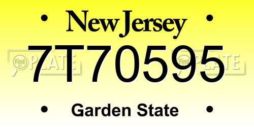 7T70595 New Jersey License Plate