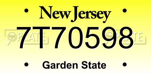 7T70598 New Jersey License Plate