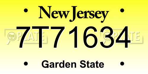 7T71634 New Jersey License Plate