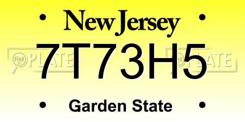 7T73H5 New Jersey License Plate