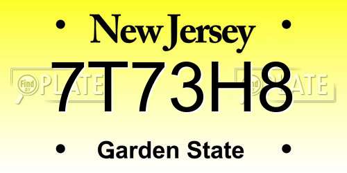 7T73H8 New Jersey License Plate