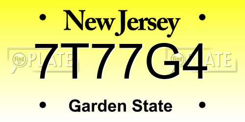 7T77G4 New Jersey License Plate
