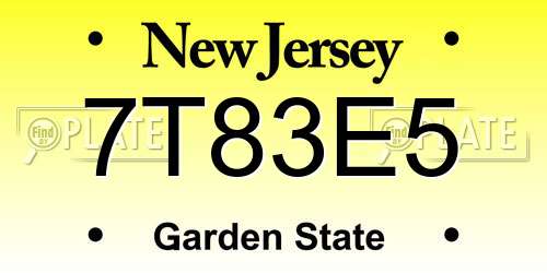 7T83E5 New Jersey License Plate