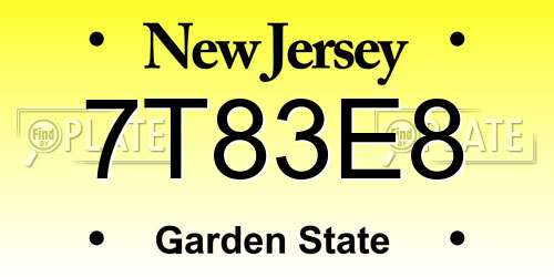 7T83E8 New Jersey License Plate