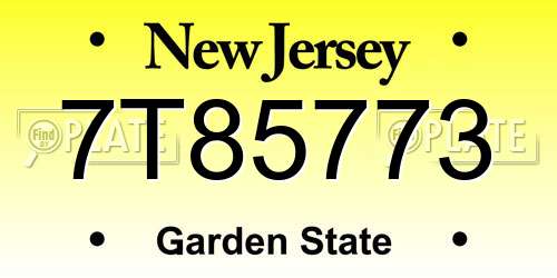 7T85773 New Jersey License Plate