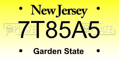 7T85A5 New Jersey License Plate