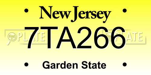 7TA266 New Jersey License Plate