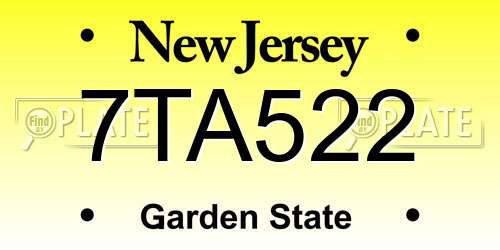7TA522 New Jersey License Plate
