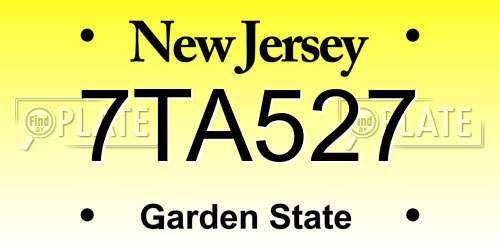 7TA527 New Jersey License Plate