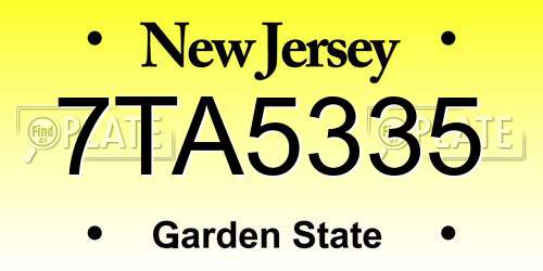 7TA5335 New Jersey License Plate