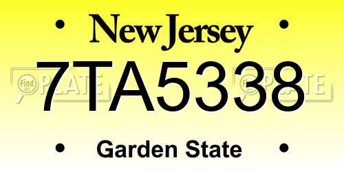 7TA5338 New Jersey License Plate