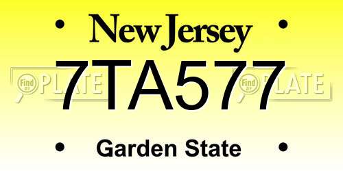 7TA577 New Jersey License Plate
